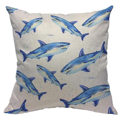 TEMU Contemporary Hypoallergenic Shark Pattern Throw Pillow Cover 18x18 Inch, Single-sided Print, Durable Polyester, Machine Washable, Zip Closure, Decorative Cushion Case For Living Room Sofa Image