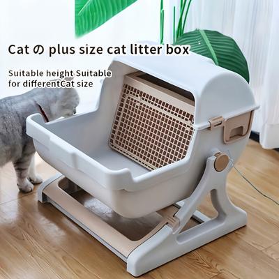 TEMU Automatic Cat Litter Box, Easy To Clean, Non-electric, Durable Abs Material, Rectangular Shape, With Image