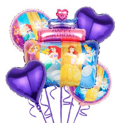 TEMU 5pcs Princess Aluminum Foil Balloon Set - Vibrant Birthday Party Decorations Featuring , , Aurora, And More - ' Celebrations, Princess Party Decorations Image