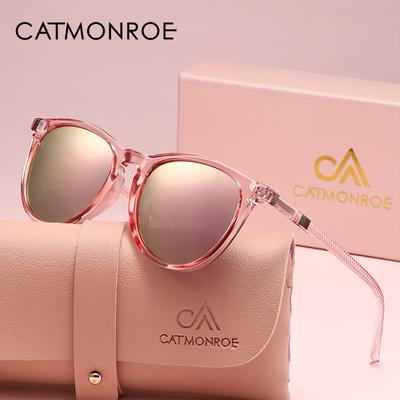 TEMU [glasses]catmonroe Women's Oval Polarized Glasses, Uv400 Protection, Lightweight , Metal Hinge, Includes Case & Cloth, Ideal For Hiking & Travel Image