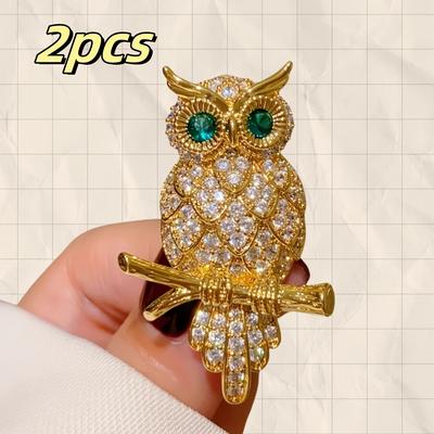 TEMU 2pcs Elegant Brooch With Sparkling Crystals – Stylish Accessory For Jackets, Dresses, And Diy Crafts, Perfect Gift For Parties & Valentine’s Day Image