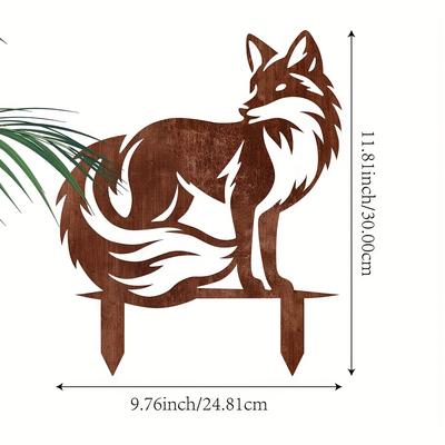 TEMU 1pc Rusted Garden Stake | Yard Art Decor | & White Animal Design | Mother’s Day | Freestanding Metal Garden Ornament, Outdoor Garden Decor Image