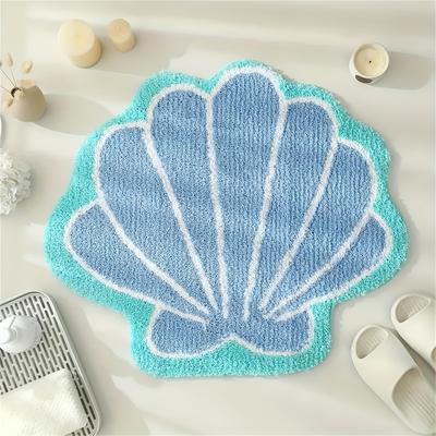TEMU Cute Shell Bathroom Floor Mat Ocean Decor Micro Cashmere Bathroom Mat Wash Bathroom Mat Suitable For Room Bedroom Kitchen Decoration Shell Design Bathroom Accessories Shower Floor Mat Image