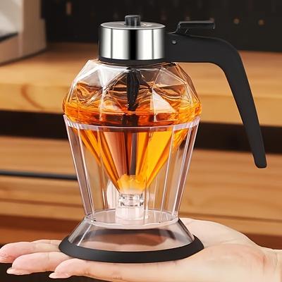 TEMU 200ml Glass Honey Dispenser With Scoop - Stylish Diamond Pattern, Black & , Syrup, Sauce & Honey Storage, Ideal For Kitchen & Dining Use Image
