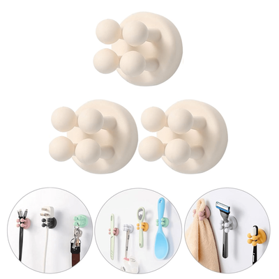 TEMU 2/3/6/12pcs Bathroom Silicone Toothbrush Holder, Razor Holder, Wall-mounted Self-adhesive Multifunctional Cute Hook, Room Bathroom Office Hanging Brush, Practical Hook Image