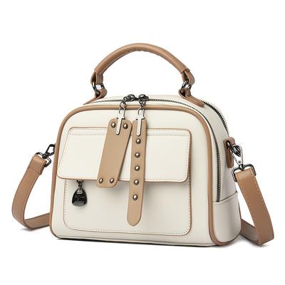 TEMU New Women's Handbag, Boston Fashion, Versatile, Large Capacity, Single Shoulder Bag, Contrast Color, Mom Bag, High-end, Commuting, Light Luxury Women' Image