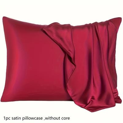 TEMU Luxurious Satin Pillowcase With Zipper Closure, Soft Breathable Velvet, 80-85g Fabric Square Weight, Polyester 100%, Woven, Machine Washable, No Printing, For Bedroom And Living Room Decoration Image