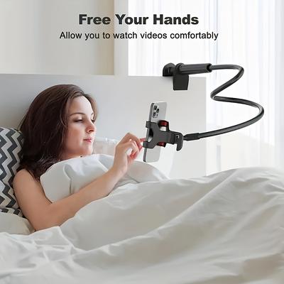 TEMU Adjustable 360° Rotating Phone Holder, Flexible Gooseneck Design, Multi-angle Lazy Bracket, Abs Material, For Bedside And Living Room Use Image
