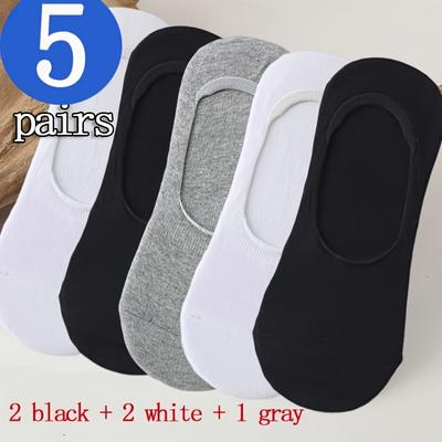 TEMU 5 Pairs Men's Summer Breathable Invisible Non-slip Boat Socks - Comfortable Solid Color Casual & Formal Socks For Men And Women, Nonslip Socks | Minimalist Socks | Noshow Socks
