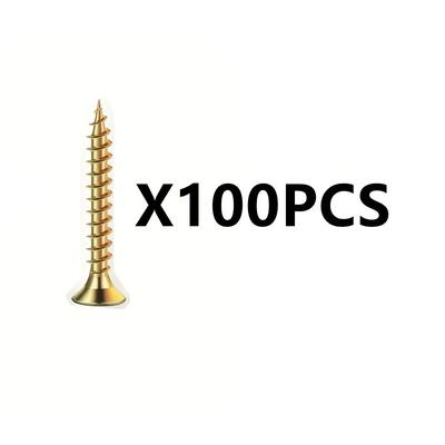 TEMU 100pcs M4 Wood Screws, Drive Self-tapping Iron Screws With Galvanized Finish, Durable For Diy Projects On Wood Surfaces - Golden, Copper & Bronze Colors Image