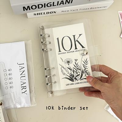 TEMU 2.5k/5k/10k 12 Month Envelopes Money Saving Challenge Binder, Pvc, Large Capacity, Money Organizer Planner, Budget Loose-leaf Book With Photo Album Image