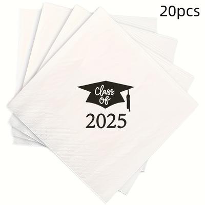 "TEMU 20pcs Graduation Party Napkins - "happy Graduation" 2-ply Paper Napkins With Cap & Gown Design, Celebrations, Gifts, And School-themed Decorations, Graduation Party Decorations" Image