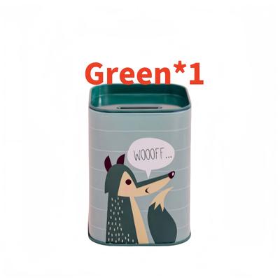 TEMU 1pic Colorful Animal Theme Metal Penny Bank With Pen Holder, Large Capacity Square, For Office Storage, Suitable For Back To , Desk & Drawer Organizer For Home Storage Image