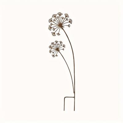 TEMU 1pc Rustic Metal Garden Stake With Intricate - Iron Outdoor Decor For Garden, Patio, Balcony Or Planter - Perfect Day Gift, Garden Ornament, Garden Stake Decor Image