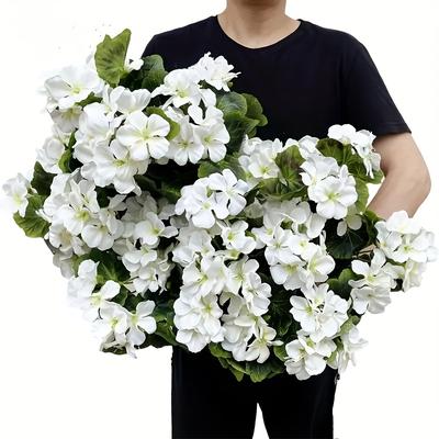 TEMU 4pcs Set Of Simulated Flower, Sunflower White, Artificial Geranium White, Used For Wedding Venues, Garden Home Decoration, Indoor/outdoor, Courtyard Vase, Desktop Central Decoratio Image