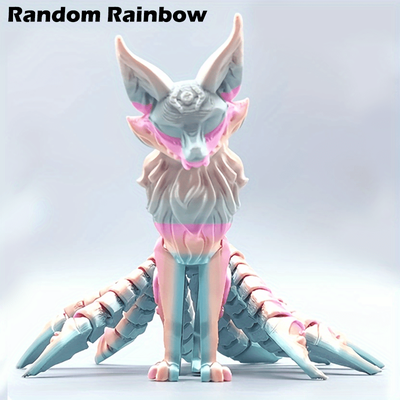 TEMU Articulated 3d Printed Nine-tailed Fox Figurine, Multi-joint Plastic Model, Versatile Indoor & Outdoor Decor, Ideal For Desk, Car, Christmas, Valentine's, New Year Gift Image