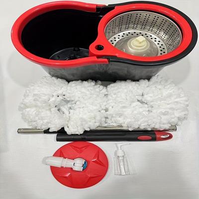 TEMU Easy-wring 2-in-1 Spin Mop And Bucket Set With Dual Heads - Washing, Polished Finish For Efficient Cleaning, Rotary, Image