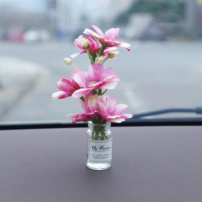 TEMU 1pc Fresh Flower Vase Glass, Mini, Uncharged, For Car Interior Decoration, Office Desk, Party, Festival, Personalized, As Gift For Mom, Wife, Girlfriend Image