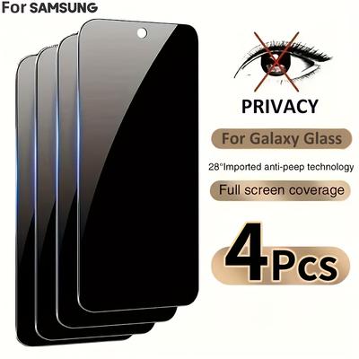 TEMU Pack Of 4 Privacy Screen Protectors With 9h Hardness, Suitable For For Galaxy A23, A16 5g, S24 Fe, A36, A56, A55, A35 5g, And For Galaxy A51 S20fe. Image