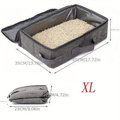 TEMU 1pc Portable Foldable Waterproof Cat Litter Box, Peva , Easy Clean, Travel-friendly Cat Toilet For Car And Outdoor Use, Oxford Material, Rectangular Pet Potty Image