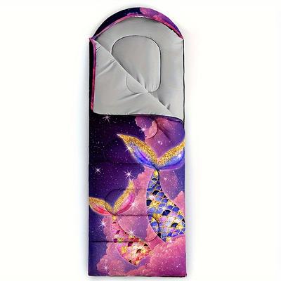 TEMU 1pc Colorful Mermaid Sleeping Bag, Portable Lightweight Warm Blanket Suitable For All , Ideal For Outdoor Hiking And Camping Image