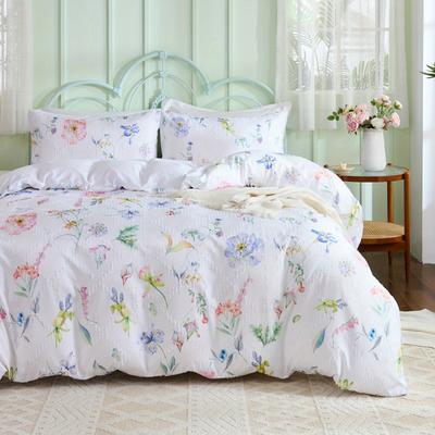 TEMU Jit3pcs December 100g Chemical Fiber Polyester Colorful Flower Print Cut Flower Quilt Cover Set, Three-piece Bedding Set, 1 Quilt Cover 2 Pillowcases, Duvet Cover Set, Modern , Ten Sizes Image