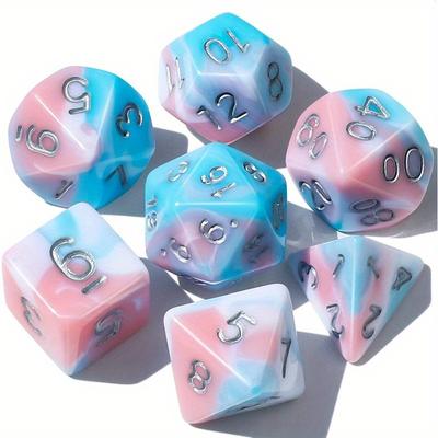 TEMU Candypixel Dnd Acrylic Polyhedral Dice Set - Blue, | , Rpgs & Mtg | Party-ready Tabletop Gaming Accessories Image