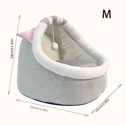 TEMU Semi-enclosed And Detachable Cat Bed, Winter Warm Washable Cat House For Image