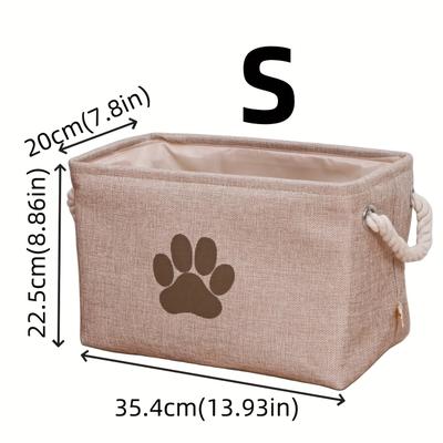 TEMU Collapsible Fabric Organizing Basket, Dog Storage Bin Bag Organizer Basket With Rope Handle, Rectangle Storage Collection Bin For Pet Toy Cloth And Accessories Image