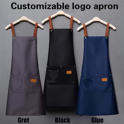 TEMU 3pcs Custom Logo Embroidered Aprons - Catering & Kitchen Use - Ideal Holiday Gift, Waiter Uniform, Silk Print Image