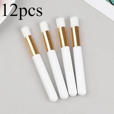 "TEMU 12pcs Precision Craft Blending Brushes, 0.4" Diameter, White With Golden - Dense Nylon Bristles For Smooth Ink Mixing & Painting, Handles" Image