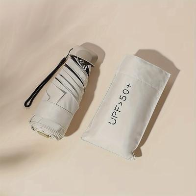 TEMU 1pc Mini Travel Sun Umbrella With Case, Small Compact Uv Protection Umbrella For Sun And Rain, Lightweight Windproof Umbrella Image