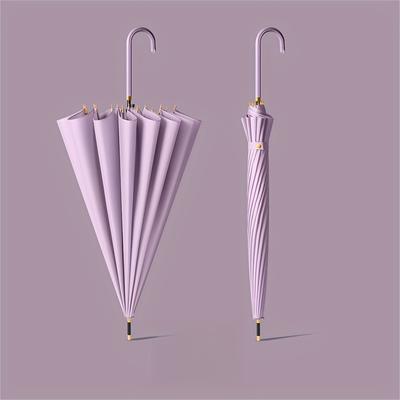 TEMU Stylish 16k Waterproof Manual Umbrella, Curved Handle - Durable Rubber Grip, 16 Ribs, Windproof Design, The Best Gifts For Day, Halloween, Christmas, Image
