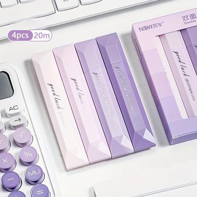 TEMU 4pcs 360° Rotating Double-sided Dot Glue Pens - 5m X 6mm, Large Capacity, Traceless Adhesive For Scrapbooking, Diy Crafts, School & Office Supplies, Handmade Diaries, Art Projects - High Quality, Image