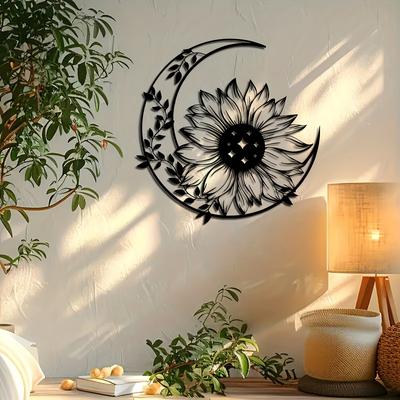 TEMU 1pc Sunflower Metal Wall Art, 15.74x15.62 Inches - Decorative & With Intricate , Ideal For Home, Patio, Balcony - Housewarming, Wedding, Easter, Christmas Gifts, Outdoor Deco Image