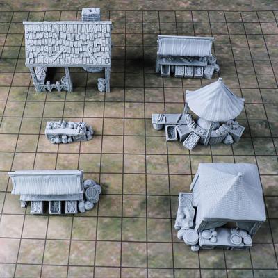 TEMU Rpg D&d Terrain Miniatures Set Market Minis Ttrpg Role Playing Board Game Accessories For Scenes Building Perfect Christmas Halloween Gift For D Image