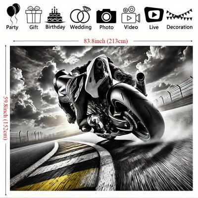TEMU 1pc, Motorcycle Racing Backdrop Cloth, Multifunctional Wall Hanging Fabric For Living Room Bedroom Office Home Decor/outdoor Decor/room Decor/party Decoration, Gift, Motorcycle Gifts Image