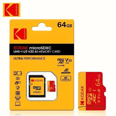 TEMU Kodak Memory Card Card 32gb/64gb/128gb/256gb Class10 Sdxc U3 V30 4k Tf Flash Card With /s Read & 80mb/s Write For Smartphones, Tablets, Action Cameras