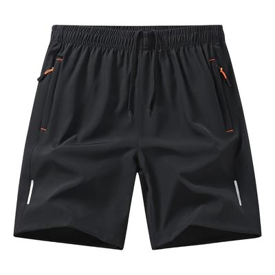 TEMU Men's Quick-dry Breathable Athletic Shorts - Solid Color Polyester Workwear Style, Elastic Waistband With Drawstring, Side Pockets, For Basketball & Casual Summer Wear, Workout Shorts Image