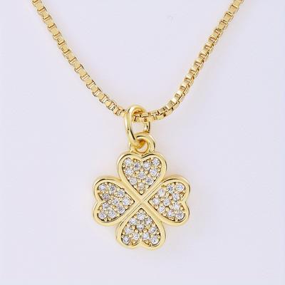 TEMU Golden Clover Zirconia Micro-inlaid Pendant Image