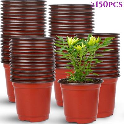 TEMU Bulk 150pcs Plastic Nursery Pots, Cheap Seed Starting Trays With Drainage Holes, & Projects, Space-saving Design, Ideal For Projects And Garden Nurseries Image