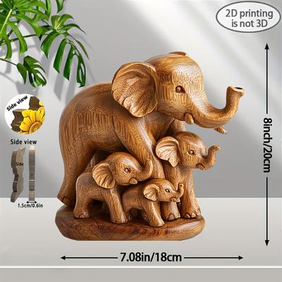 TEMU 2d Flat, Handcrafted Wooden 2d Print Statue – Exquisite Detailing, Home, Desk, Or Office Decor, Unique Gift For , No , Bohemian Style, Elephant Decor Image