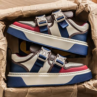 TEMU Men' Low-top Sneakers - Upper, Rubber Sole, Navy Accents, Adjustable Straps, Comfortable Fabric Lining, Casual Wear Image