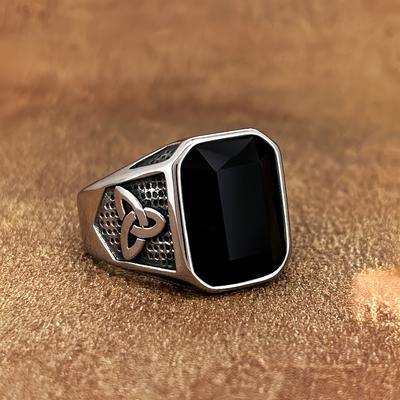 TEMU 1pc Retro Hip-hop Cubic Zirconia Stainless Steel Ring, Suitable For Daily Decoration, Holiday Gift Boyfriend/girlfriend, Wedding Engagement Ring Image
