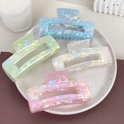 TEMU 4pcs Advanced Sense Large Clip, Simple And Elegant Mermaid Head Hair Clip, Suitable For Daily, Festival, Mixed Suit Image