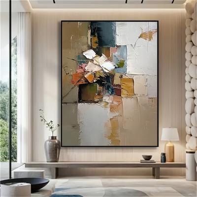 TEMU 1pc Abstract Cubist Oil Painting, Deco Minimalist Wall Hanging Decor, Indoor Artwork For Home Office, Living Room, Bedroom, Fall & Themed Image
