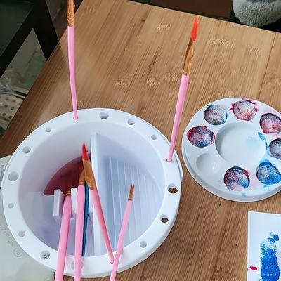TEMU Portable Multi-functional Art Supply Bucket With Handle - White Washing Basin For Watercolor, Oil, And Gouache Artists - Includes Mixing Tools For Painting And Cleaning Brushes, Painting Supplies Image