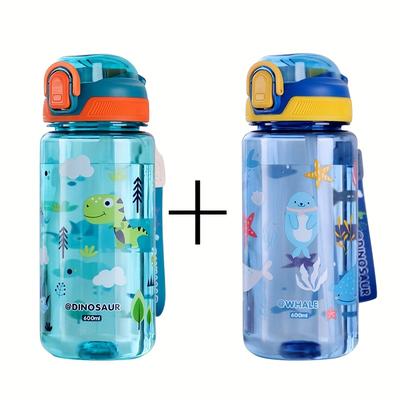 TEMU 2pcs, 600ml/20oz Straw Water Cups, Large Capacity Cute Mugs For Summer, Convenient Sports Water Bottles. Image