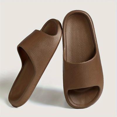 TEMU Unisex Eva Slides, 2024 Fashionable Slip-on Sandals, Casual Solid Color Open Toe Flat Heel, Soft Non-slip Sole, Home Bathroom Beach Footwear, Ankle Strap Design, No Print Image