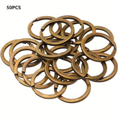 "TEMU 50pcs 1" Flat Keys Rings - Durable Iron Split Rings For Home, Car, School, Office, Diy Crafts - Ideal For Dog Tags & More, Split Ring Holder|decorative Rings|durable Construction, Keychain Rings" Image